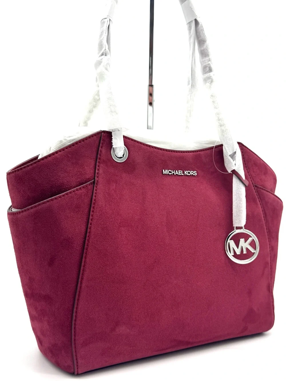Michael Kors Jet Set Large Signature Logo Shoulder Bag - Maroon